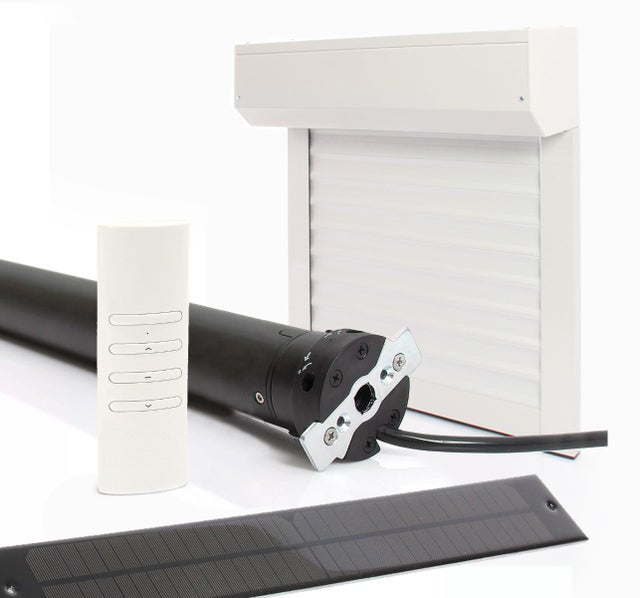 Volet roulant solaire alu. isolé motorisé - Recoupable - H.140 x l.120 cm - Blanc