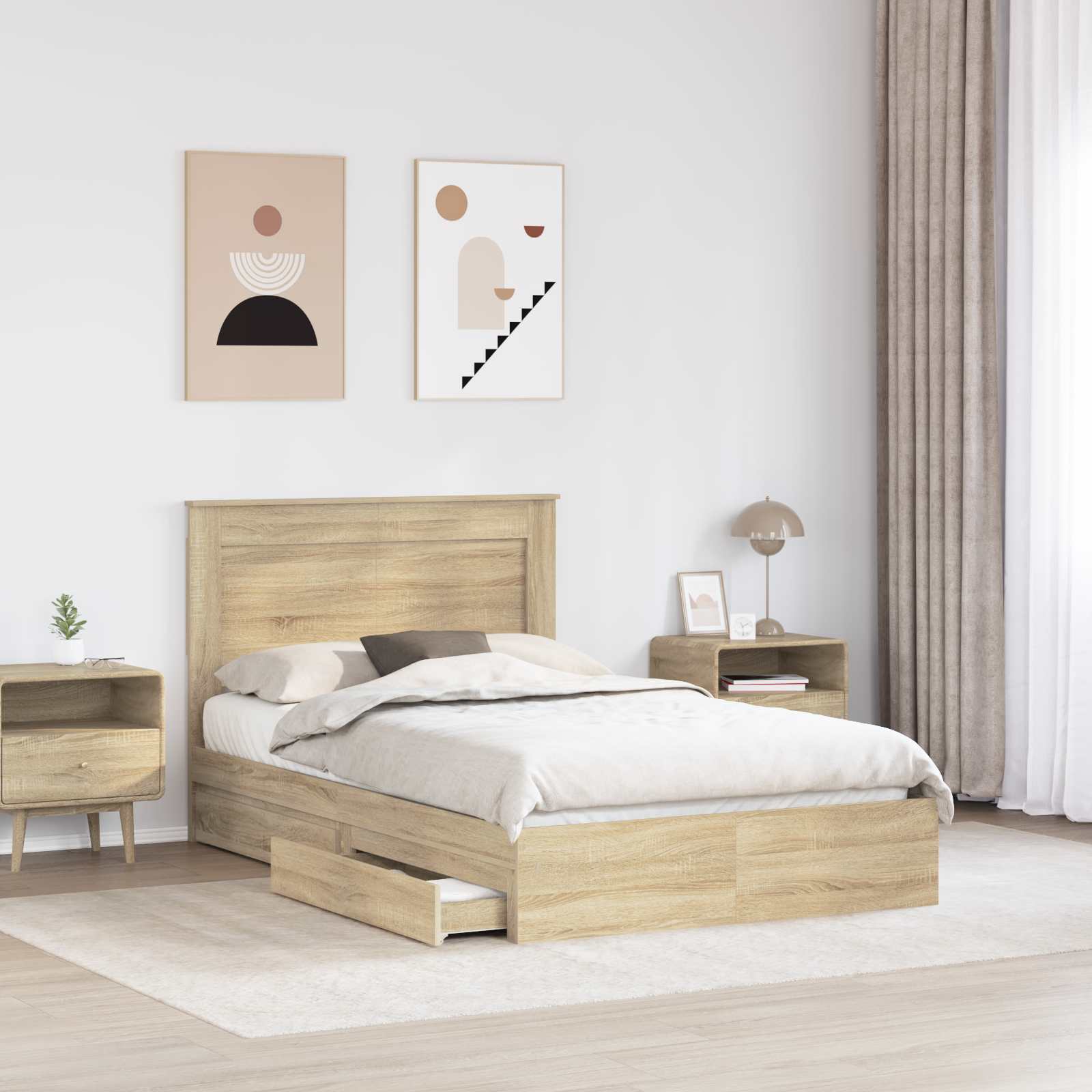 Lit de Rangement Chêne 120 x 200 cm Bois d'ingénierie - 3