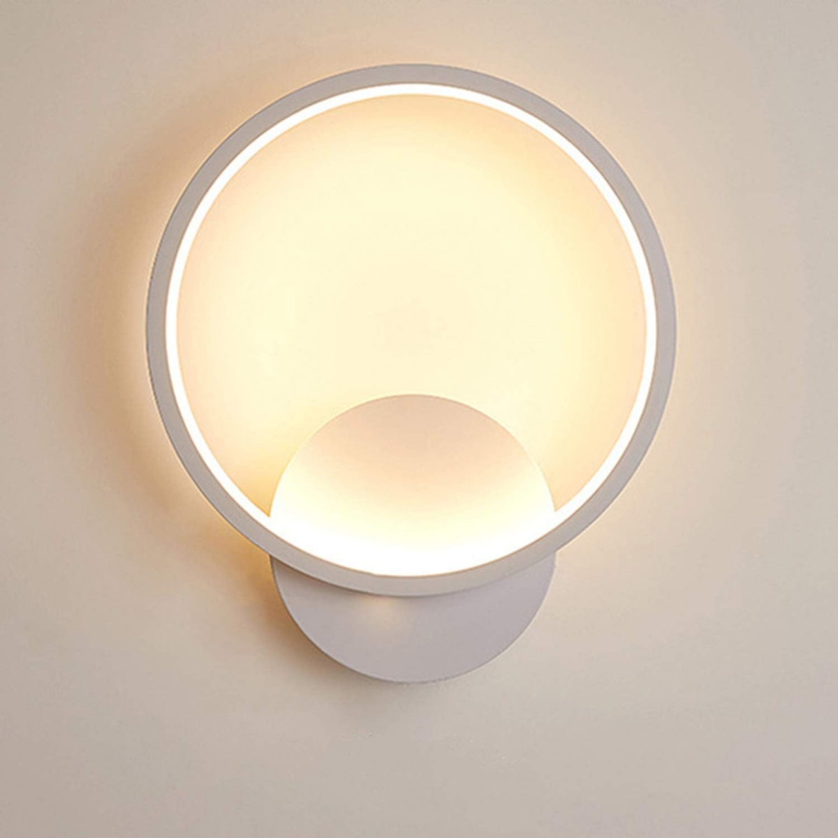 Aplique de pared interior led 12w lámpara de pared redonda blanco cálido 3000k moderna para dormitorio salón escalera pasillo