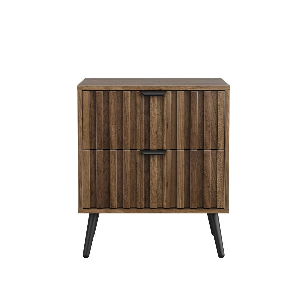 Comodino moderno 2 cassetti design incassato, per camera, corridoio, soggiorno, cameretta, noce 45x40x53 cm - 7