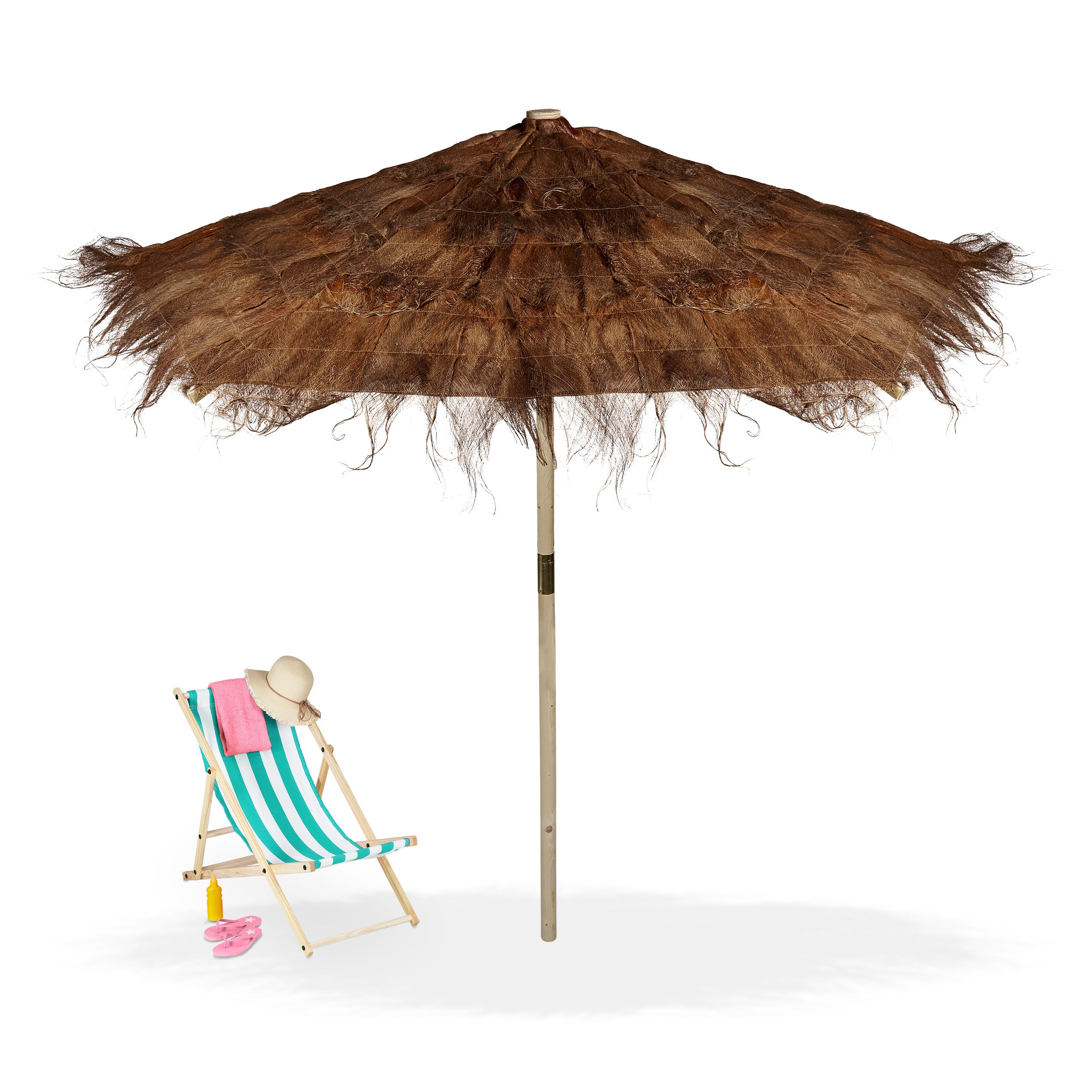 Sombrilla De Jardín Elegante Estilo Bali De 220 Cm Con Detalles De Madreperla | Hecha A Mano En Bambú | Color Lila Claro