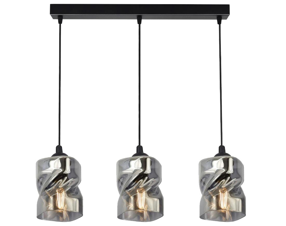Lampa wisząca Felis czarno-szara 3xE27x60W wym: 100 x 62 x 10 cm szkło Candellux
