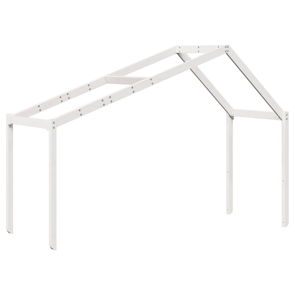 Lit haut avec toit blanc 75x190 cm bois de pin massif - 6