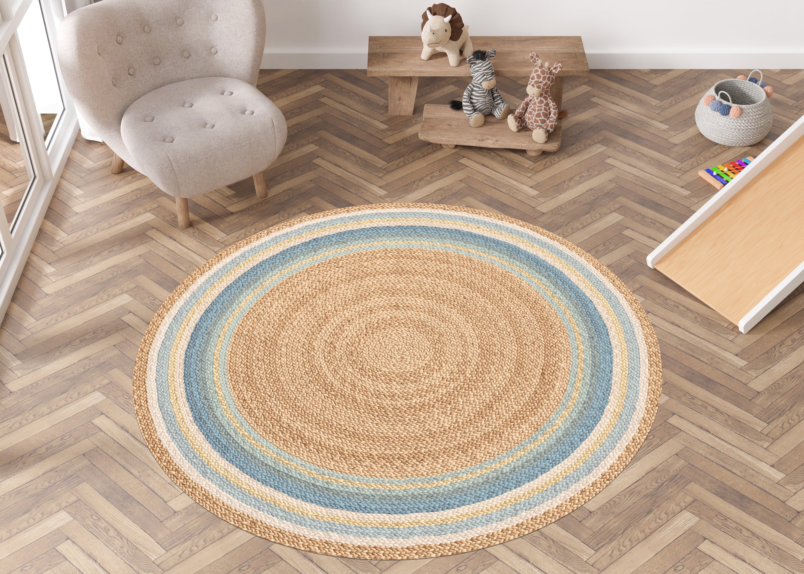 Alfombra Infantil De PVC Con Estrellas Azules - 95x165 Cm, Antideslizante, Fácil De Limpiar
