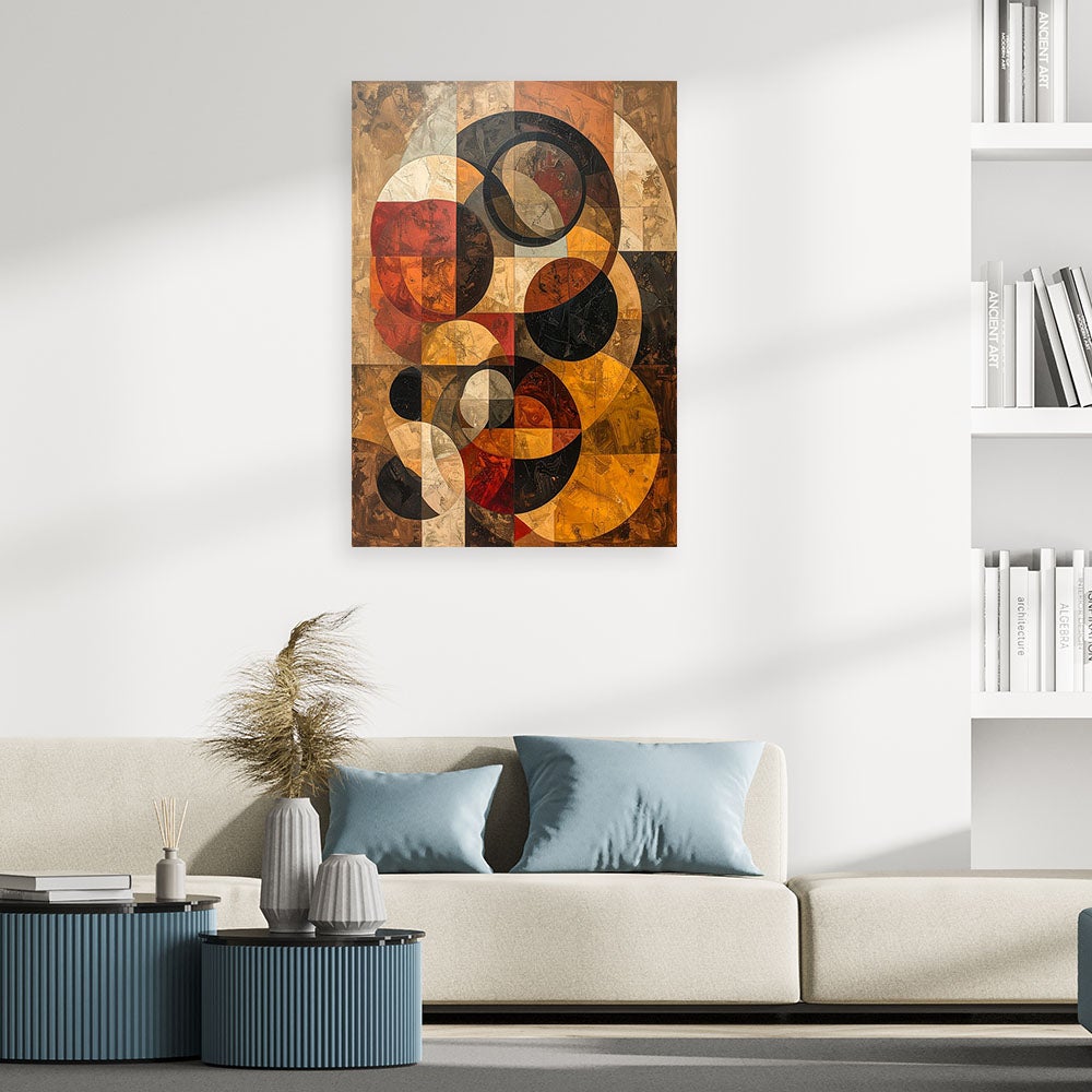 Obraz do salonu sypialni biura, Geometryczne Koła w Odcieniach Ziemi 40x60 - 2