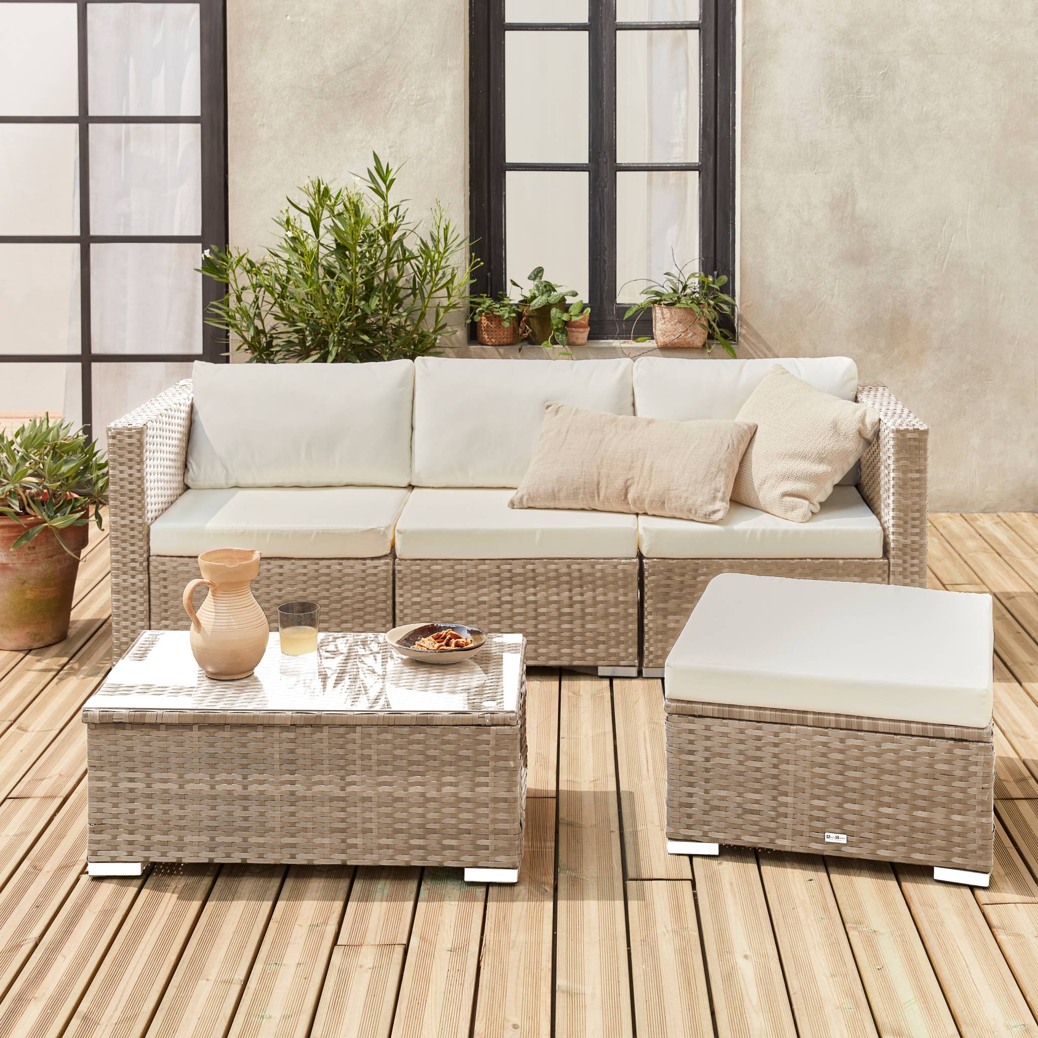 Salon de jardin en Acier Beige 4 personnes - 2