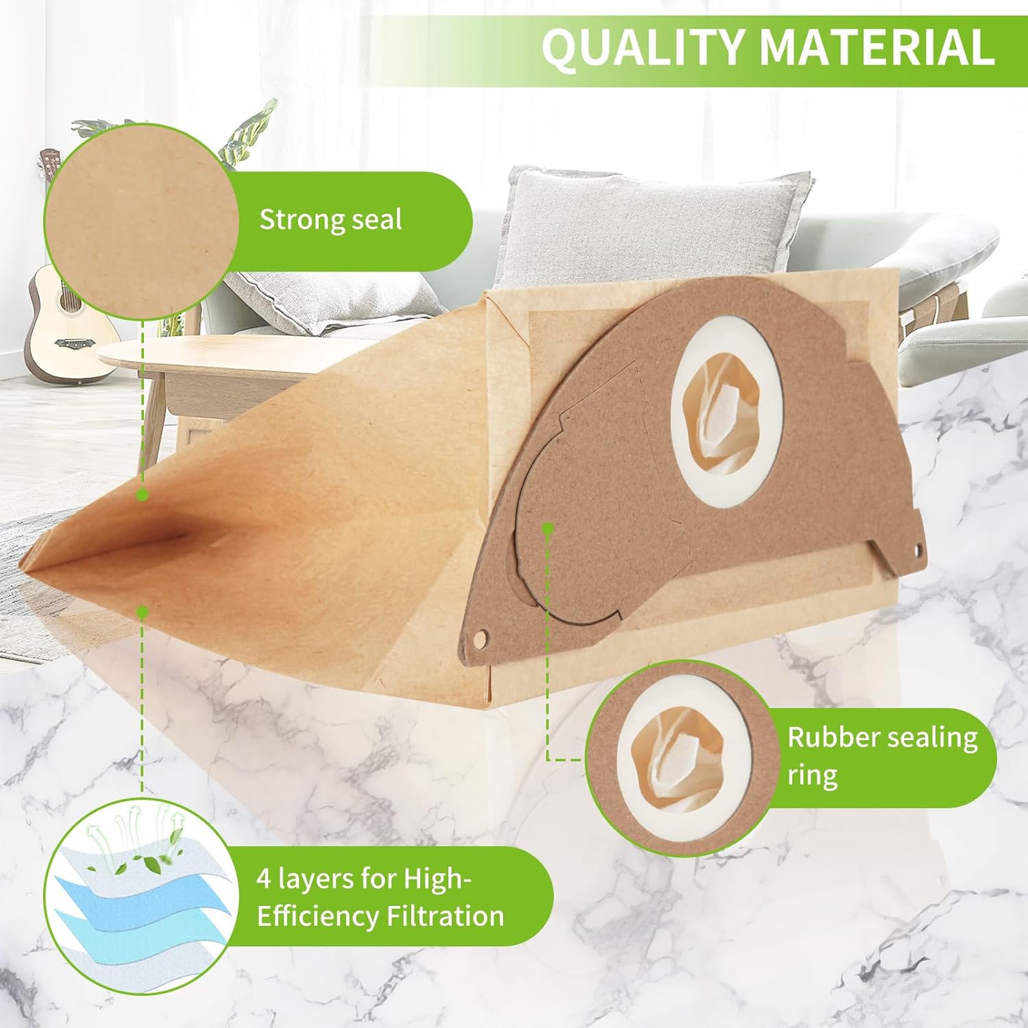 10 Sacs Filtre Remplacement pour Aspirateur Karcher WD2 MV2 6.904-322.0 WD2250 A2004 A2054 - 6