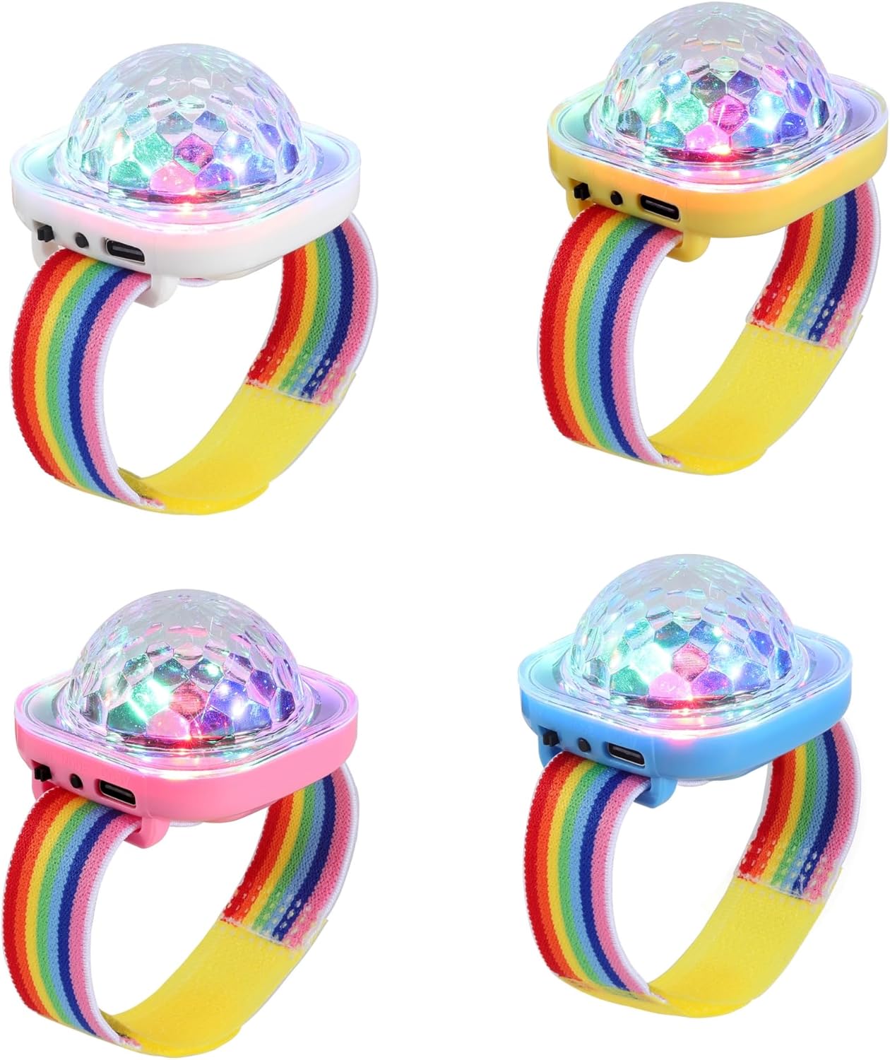 Mini przenośna lampka LED, bransoletka na zegarek migająca w nocy, ładowana przez USB, z przyssawką, zestaw 4 sztuk