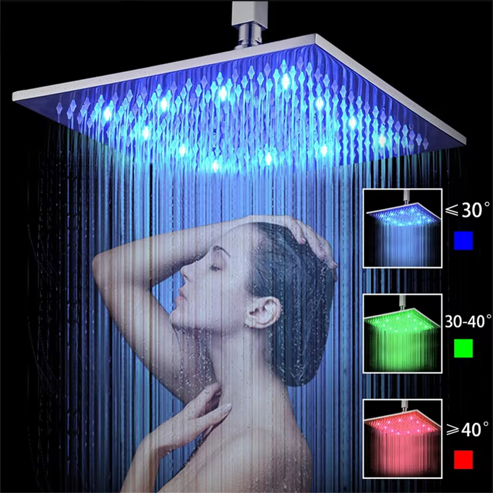 Ensemble de douche moderne de 40 cm de large, affichage thermostatique à LED, ensemble de douche de salle de bain à montage mural - 2