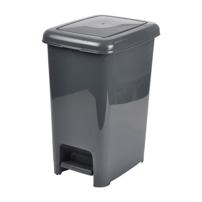 HOMEA Poubelle à pédale 40L - 28,5x39x48,5 cm - Anthracite | Leroy Merlin