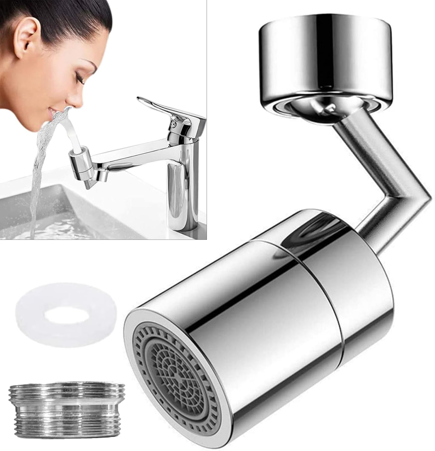 Robinet Magique Pivotant 1080, 2 Pièces Rallonge Robinet Cuisine