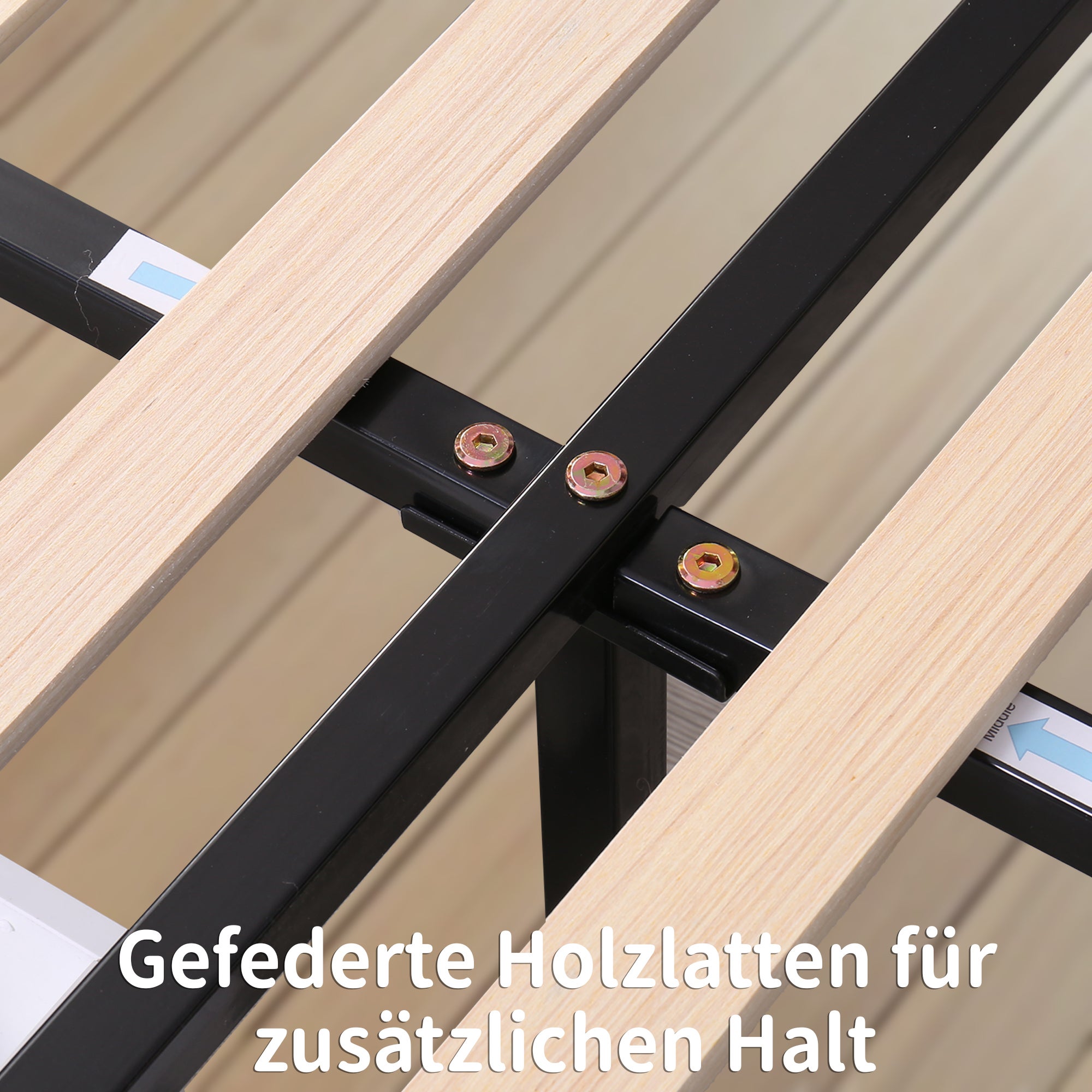 Cama acolchoada em veludo com estrado de ripas e 2 gavetas, 140x200 cm, cinza - COMFORTXL - 5