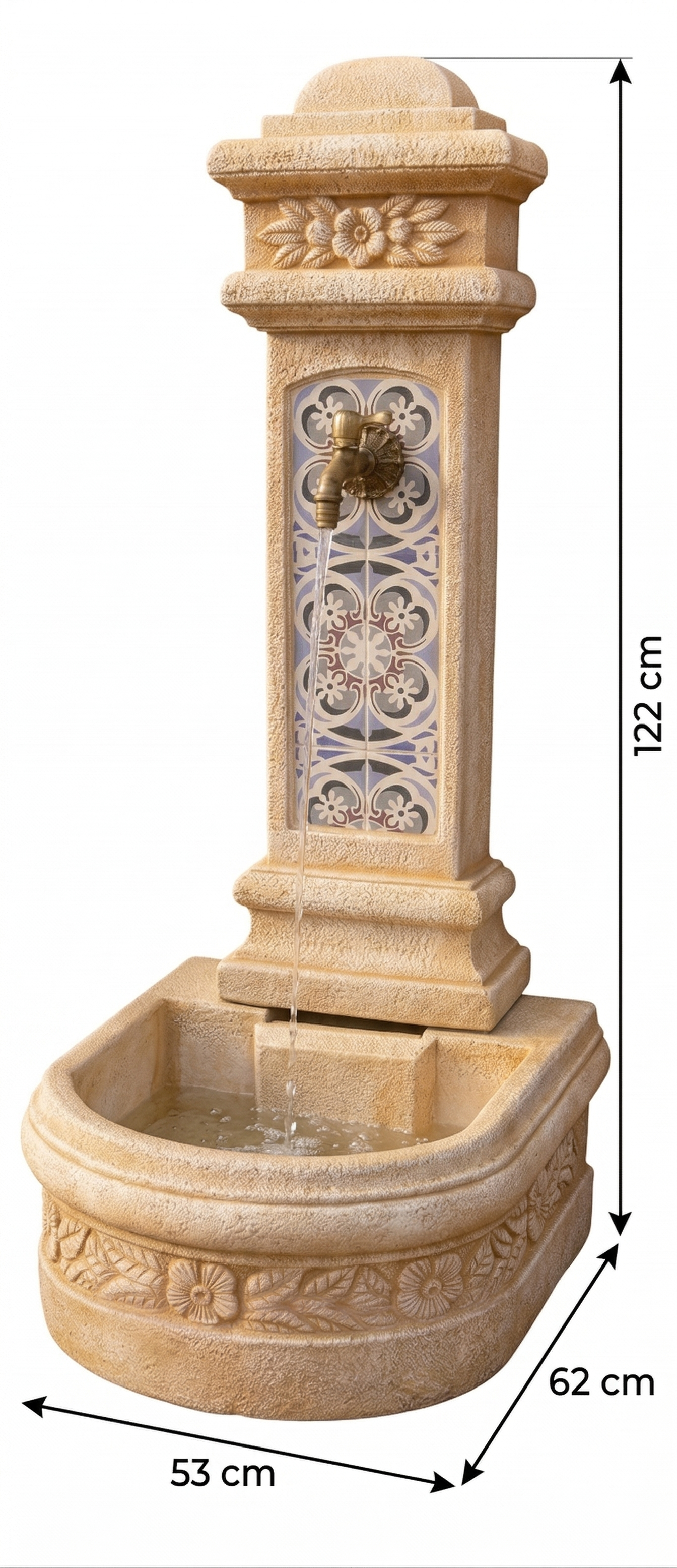 Fontaine de Jardin MAIA 53x62x122cm. Betón Pierre. Couleur Ocre - 4