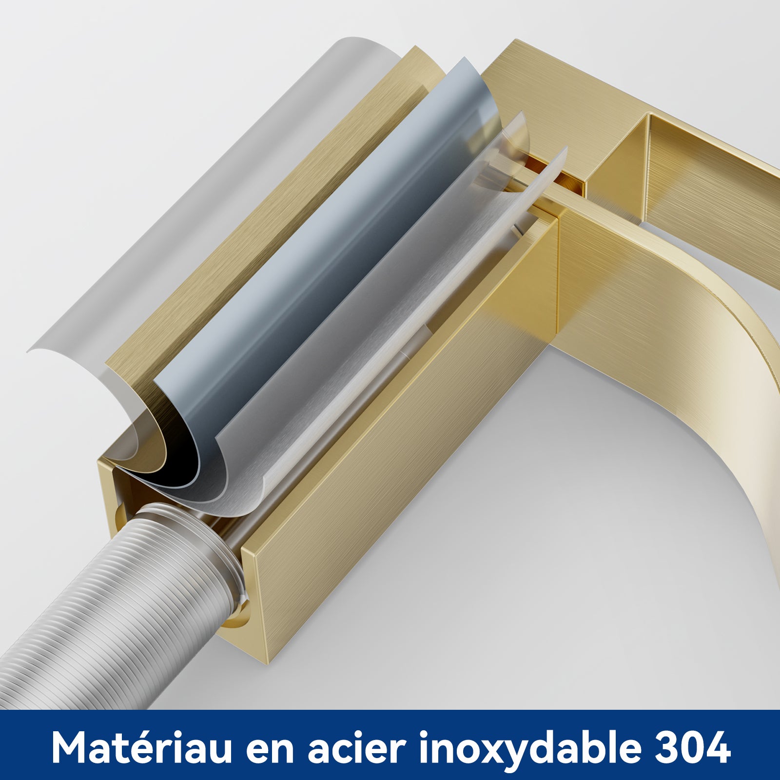 CECIPA MAX Mitigeur de lavabo en cascade Robinet dorée de salle de bain Robinet de lavabo Acier inoxydable Robinetterie Lave-mains - 5