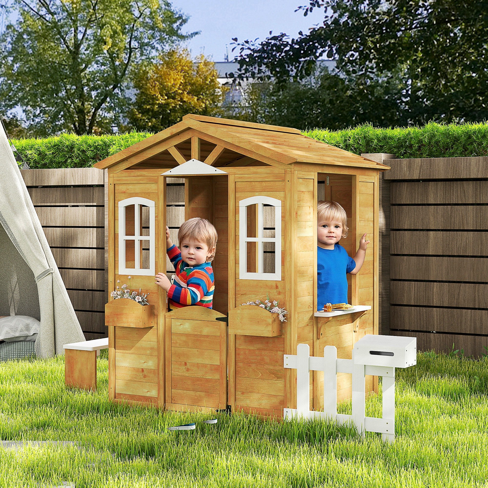 Maison de jardin enfant bois de sapin Outsunny - 2