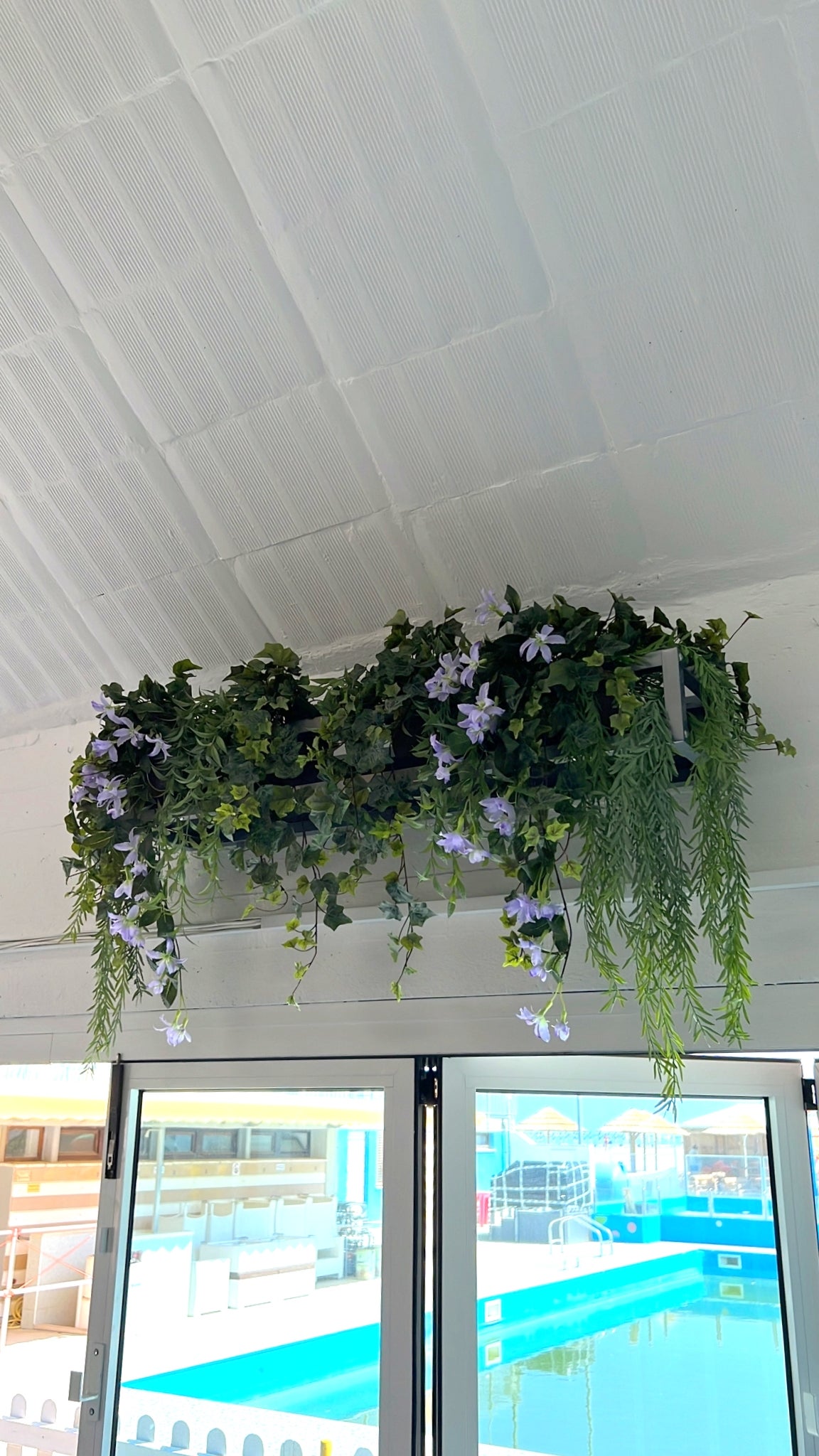 Etagère FLEURS SUSPENDUE au PLAFOND GRIS NOIR longueur 75 cm avec chaînes pour fleurs jardin vertical verre porte bouteille bar cuisine - 8