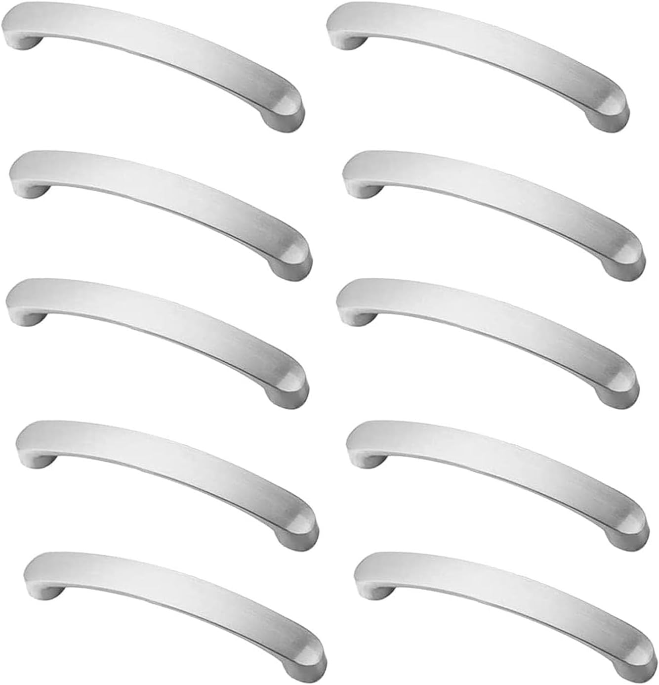 10 sztuk Uchwytów Meblowych, Aluminiowe Srebrne Uchwyty do Drzwiczek Szafek Kuchennych do Szaf, Rozstaw Otworów 128 MM