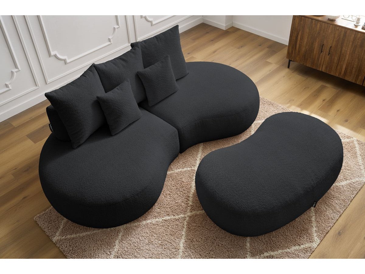 BOBOCHIC Canapé droit fixe 3 places SAINT-GERMAIN tissu bouclette avec pouf Gris foncé - 5