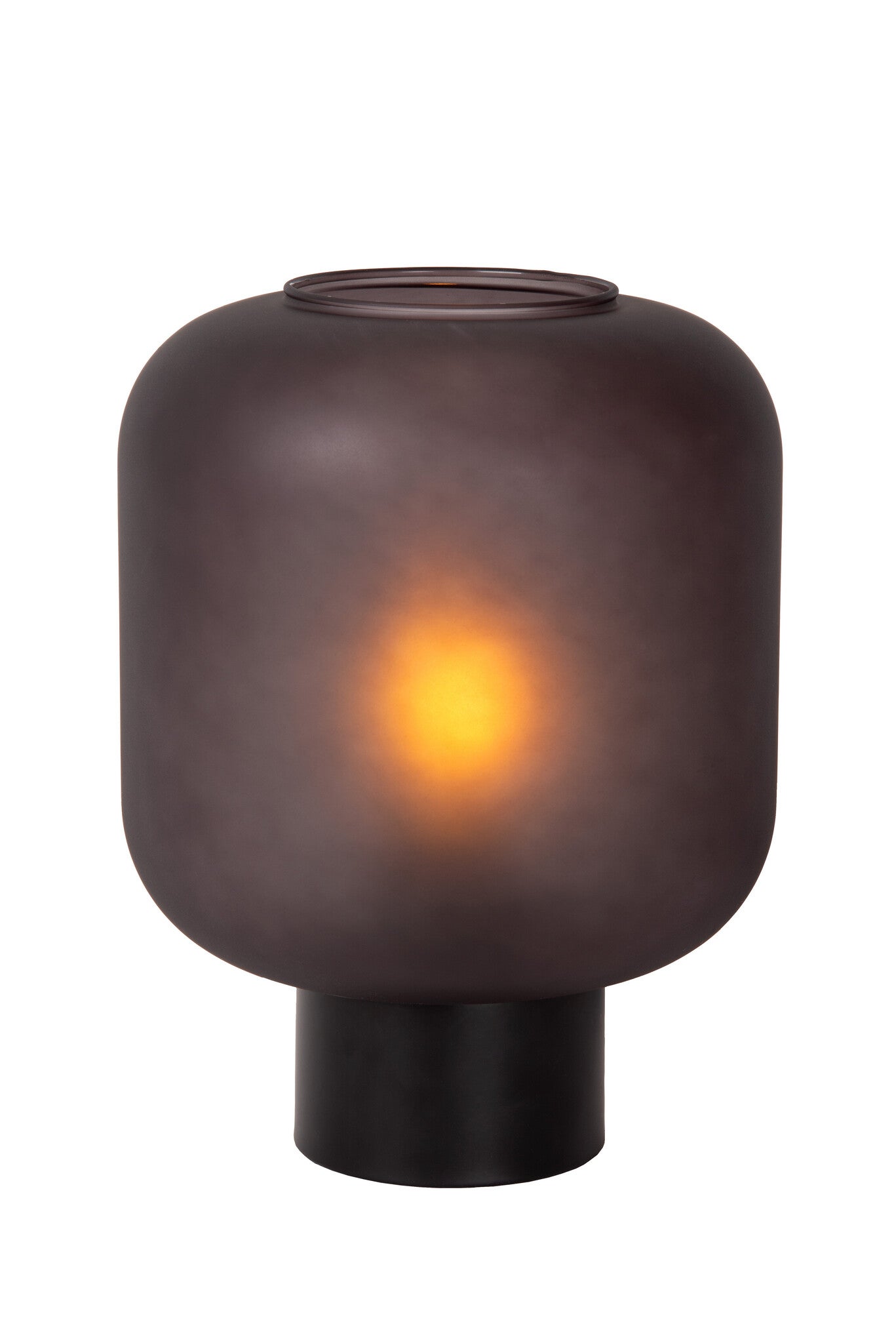 Lampa stołowa czarna dymiony szklany klosz E27 Eloise Lucide
