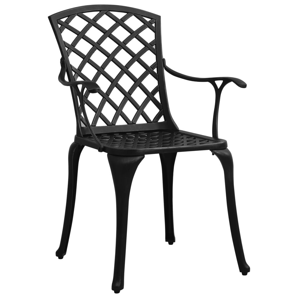Chaises de jardin 4 pcs Aluminium coulé Noir - 2