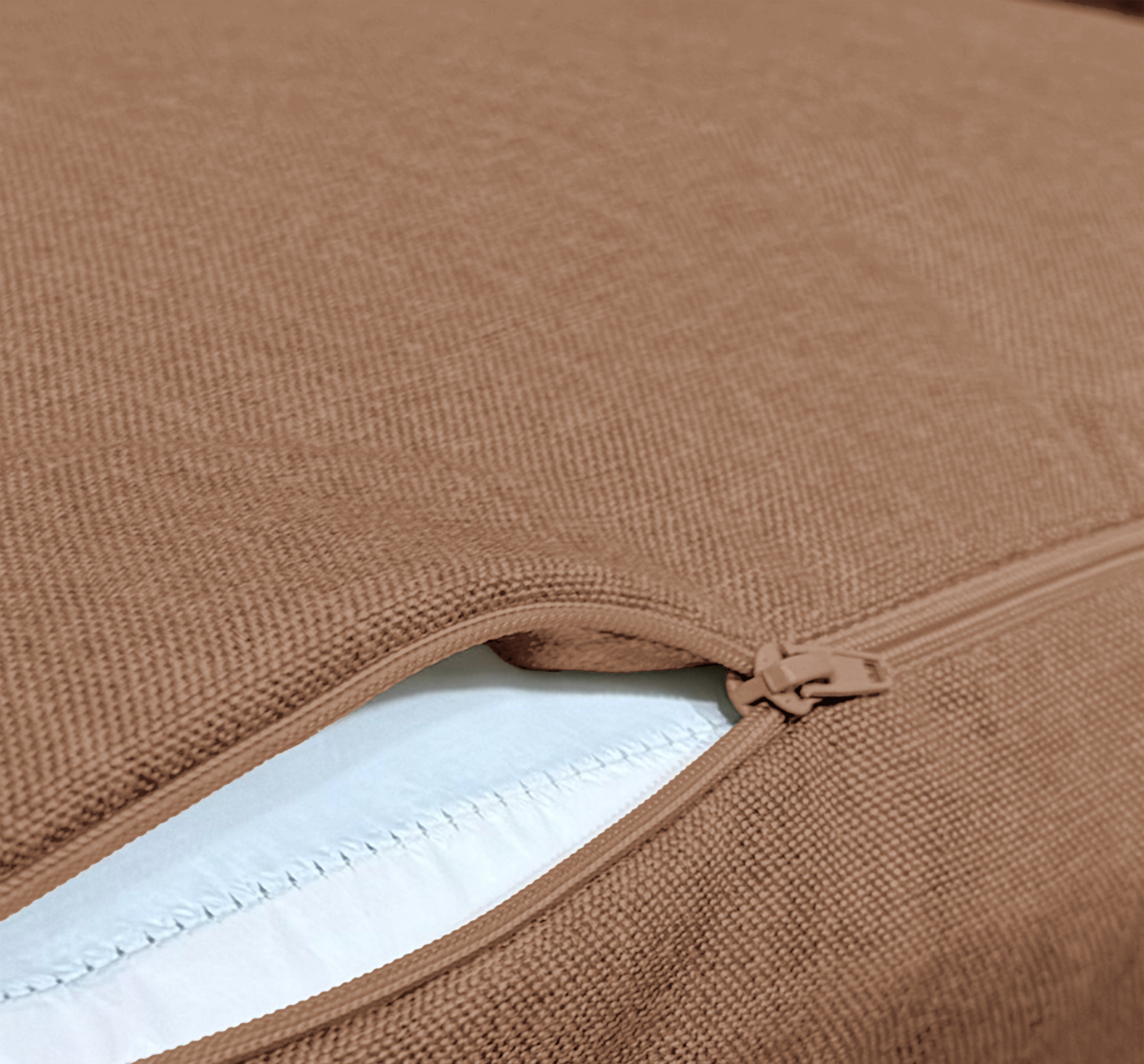Coussins pour fauteuil effet lin déhoussable 50x50cm Terracotta - 4