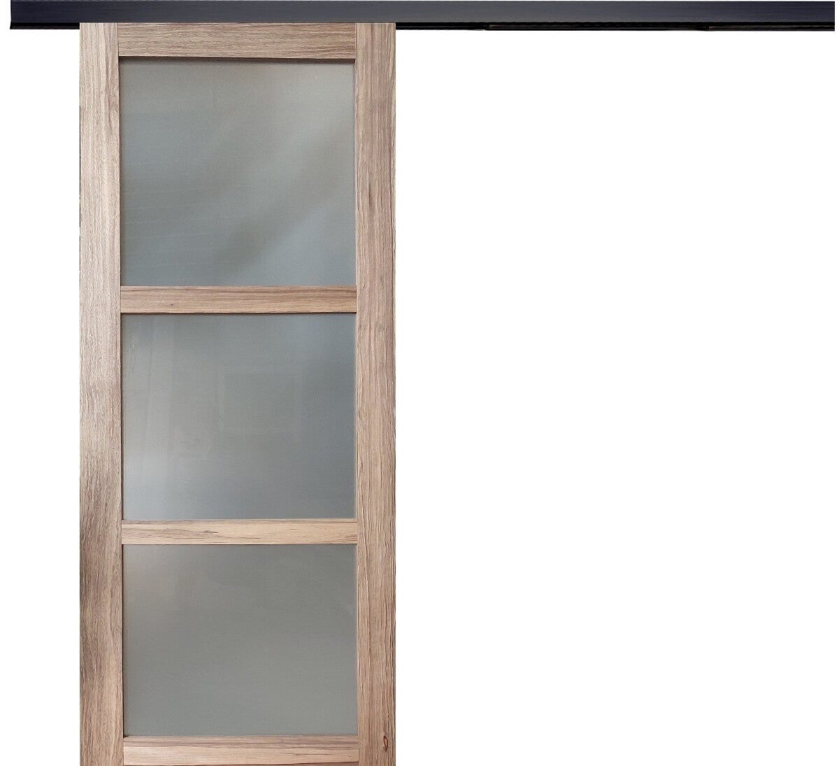 Porte Coulissante Frake Vitrée H204 X L83 Cm, Rail Bandeau Noir Gd ...