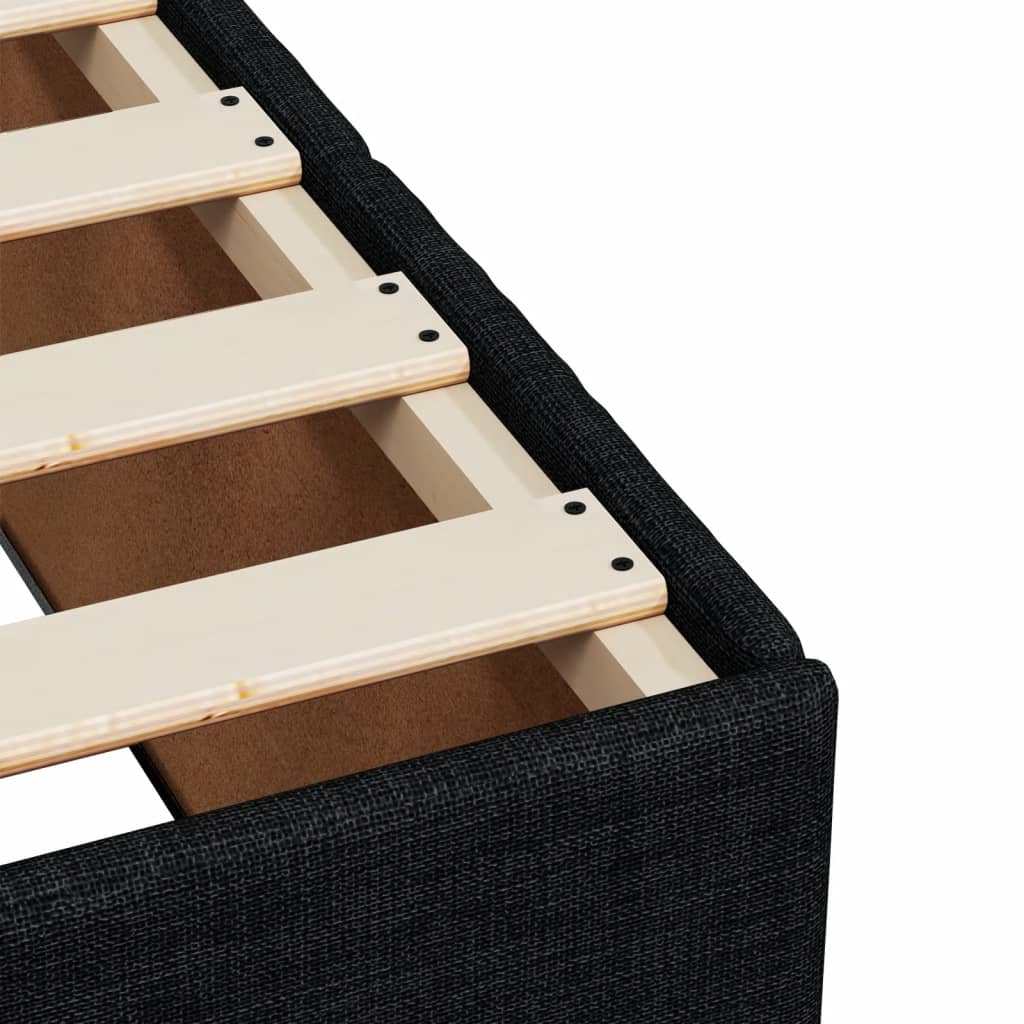 Cadre de lit sans matelas noir 200 x 200 cm tissu - 7