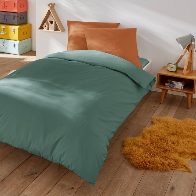 Housse de couette enfant en polycoton, Scenario - Vert forêt - 140 x 200 cm