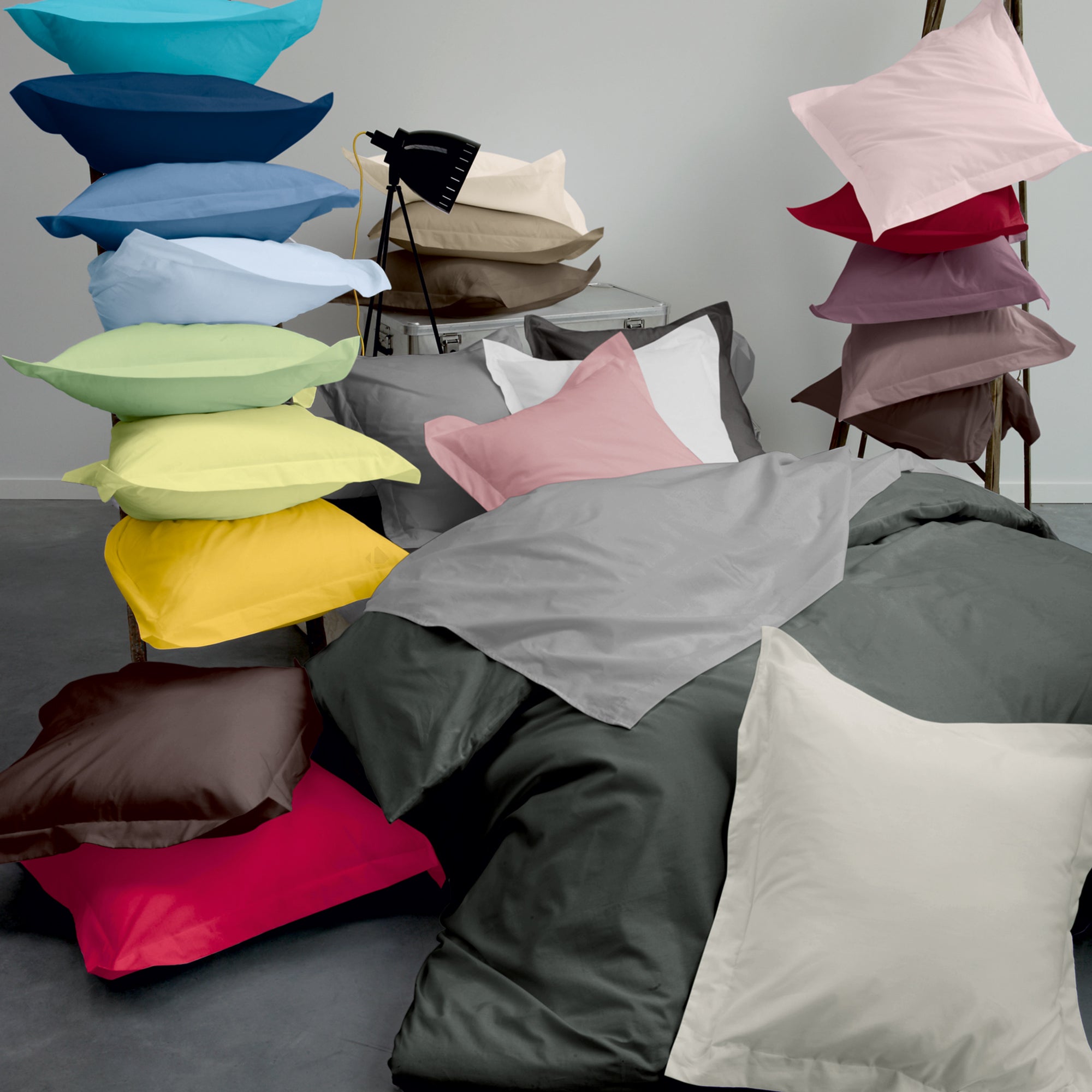 Drap housse uni 110x220 cm bonnet 30 cm coton ALTO Chamois - 4