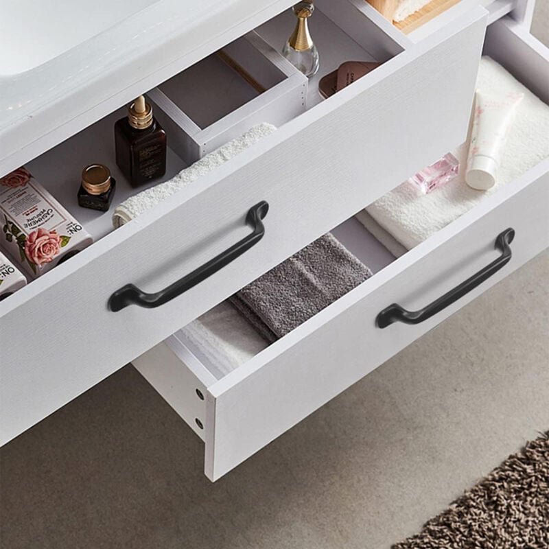 20pcs Poignée de Meuble Cuisine - Poignée Noir Meuble Tirer Entraxe 96mm en Aluminium pour Portes et Armoires avec des vis - 2