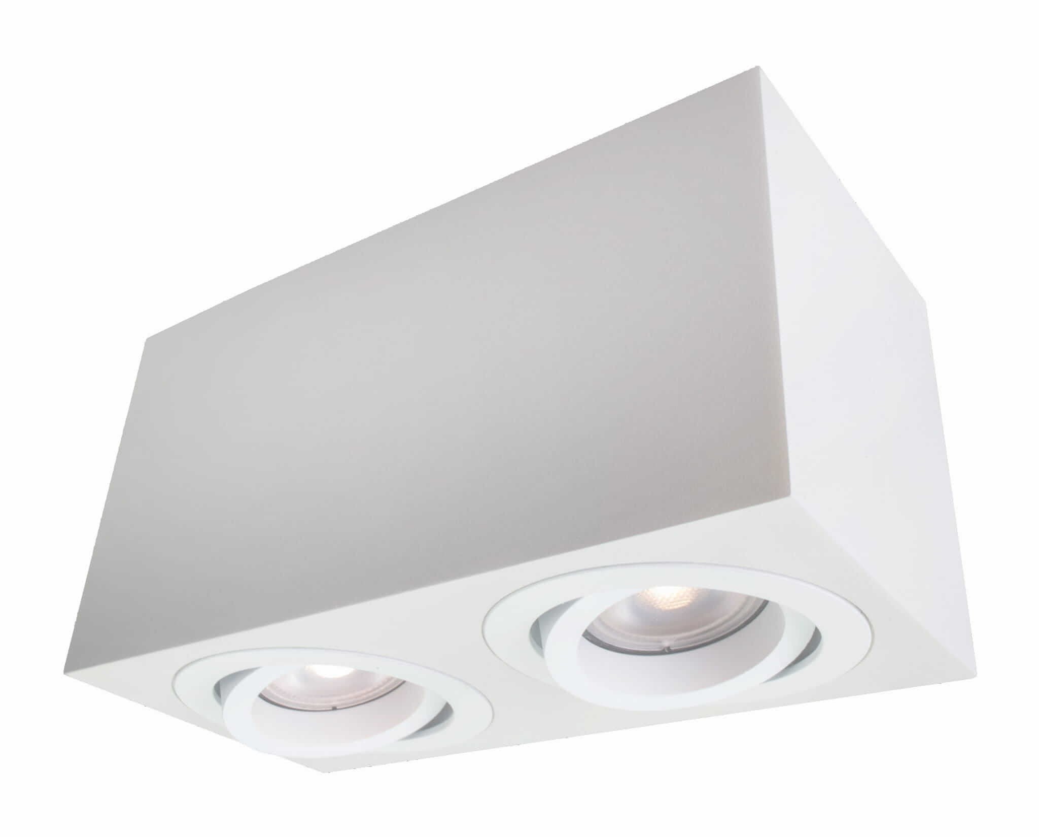 Reflektor sufitowy spot natynkowy Lyon prostokątny biały 2xGU10x50W wym: 9,5 x 18 x 9 cm metal Light Prestige