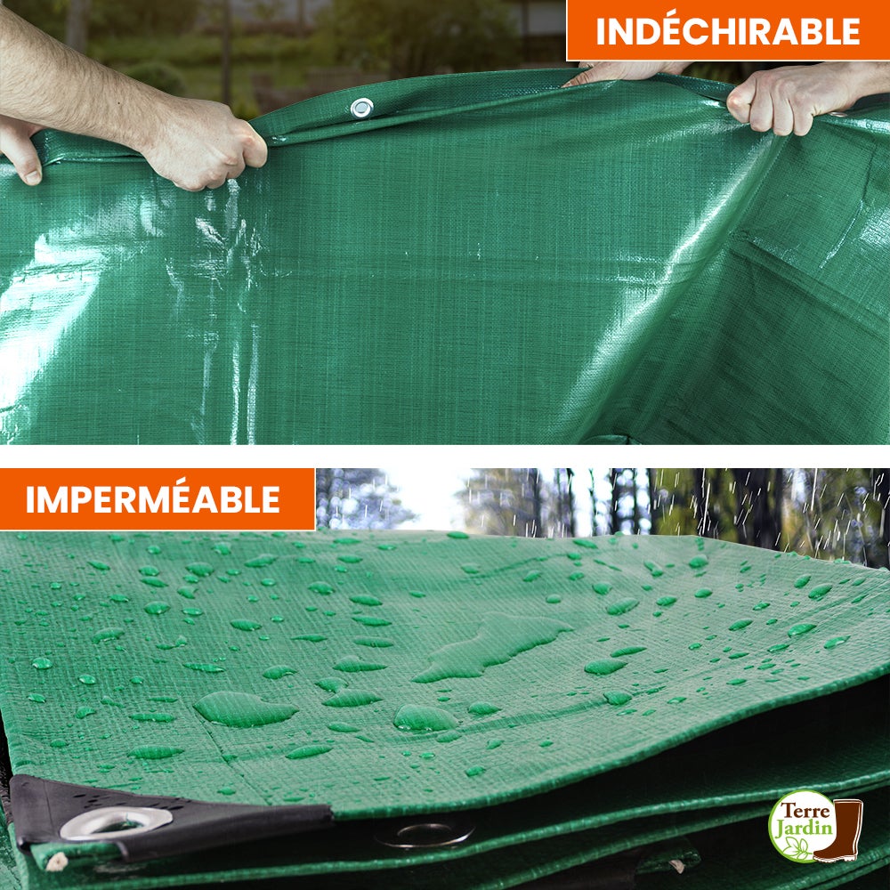 Bâche à Bûches Professionnelle 240g/m² - Ultra-Résistante pour Bois et Matériaux - 1.5 x 6 - Vert - 3