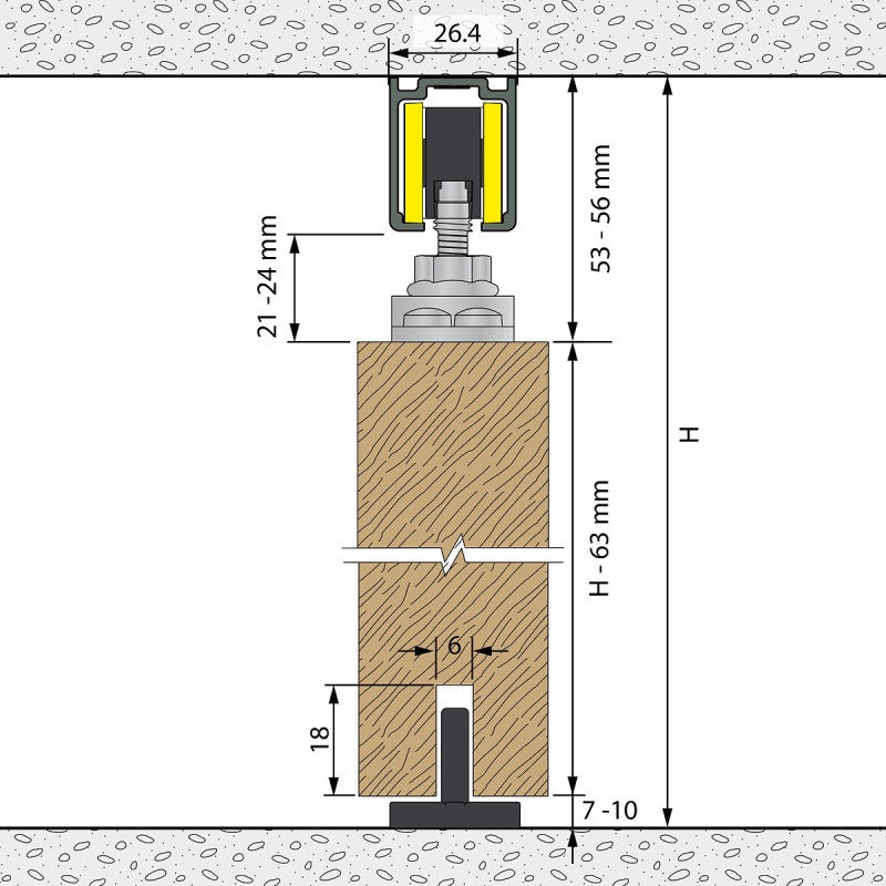 Système coulissant SLID'UP 1100 pour 2 portes de séparation - 2 rails 1,55 m - 80 kg - 5