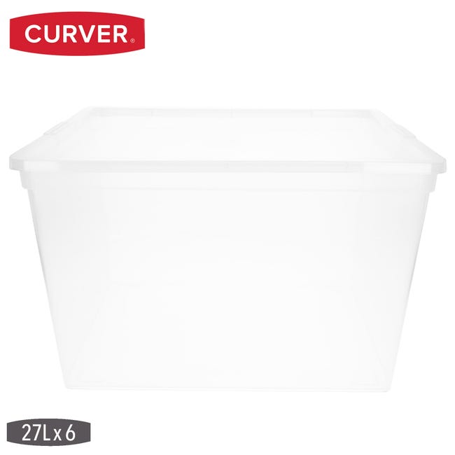 Caja Organizadora Curver 5.7L - Con Tapa Transparente, Ideal Para Zapatos, Textiles O Pequeños Objetos, Fácil De Apilar Y Guardar