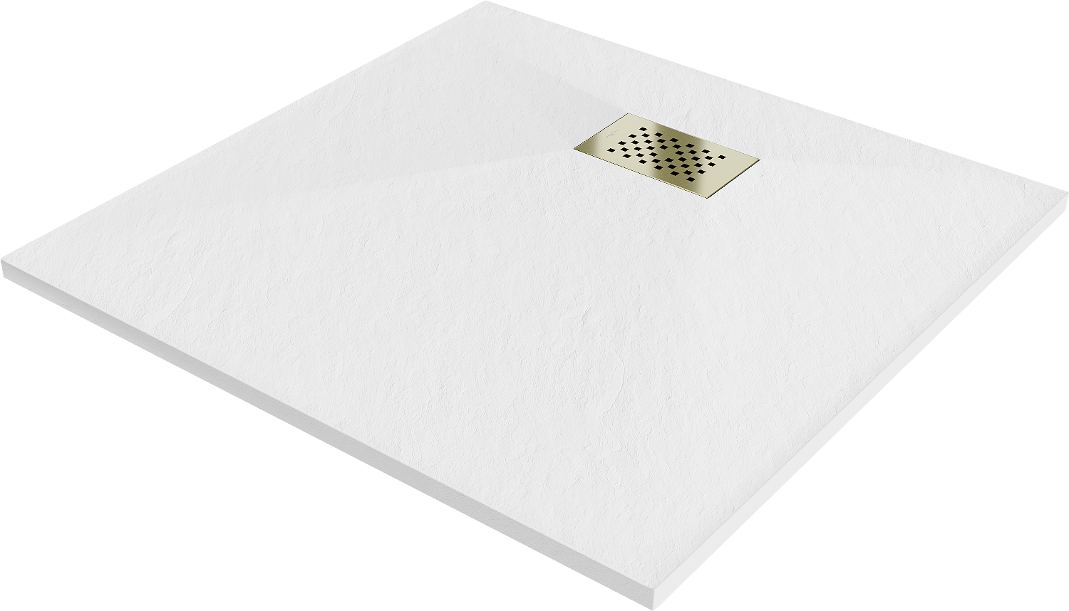 Mexen Hugo brodzik kwadratowy SMC 70 x 70 cm, biały, maskownica złota - 42107070-G