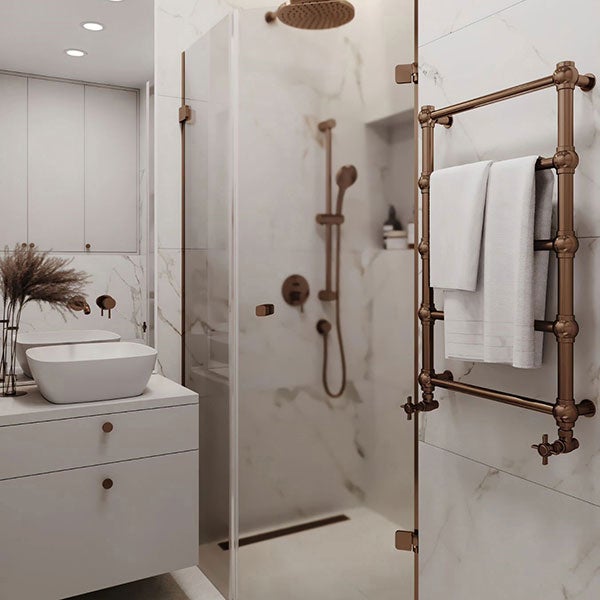 Scaldasalviette elettrico connesso ramato - HxL 1170x504mm - 300 Watt - RET1170/504E8COPW - 3