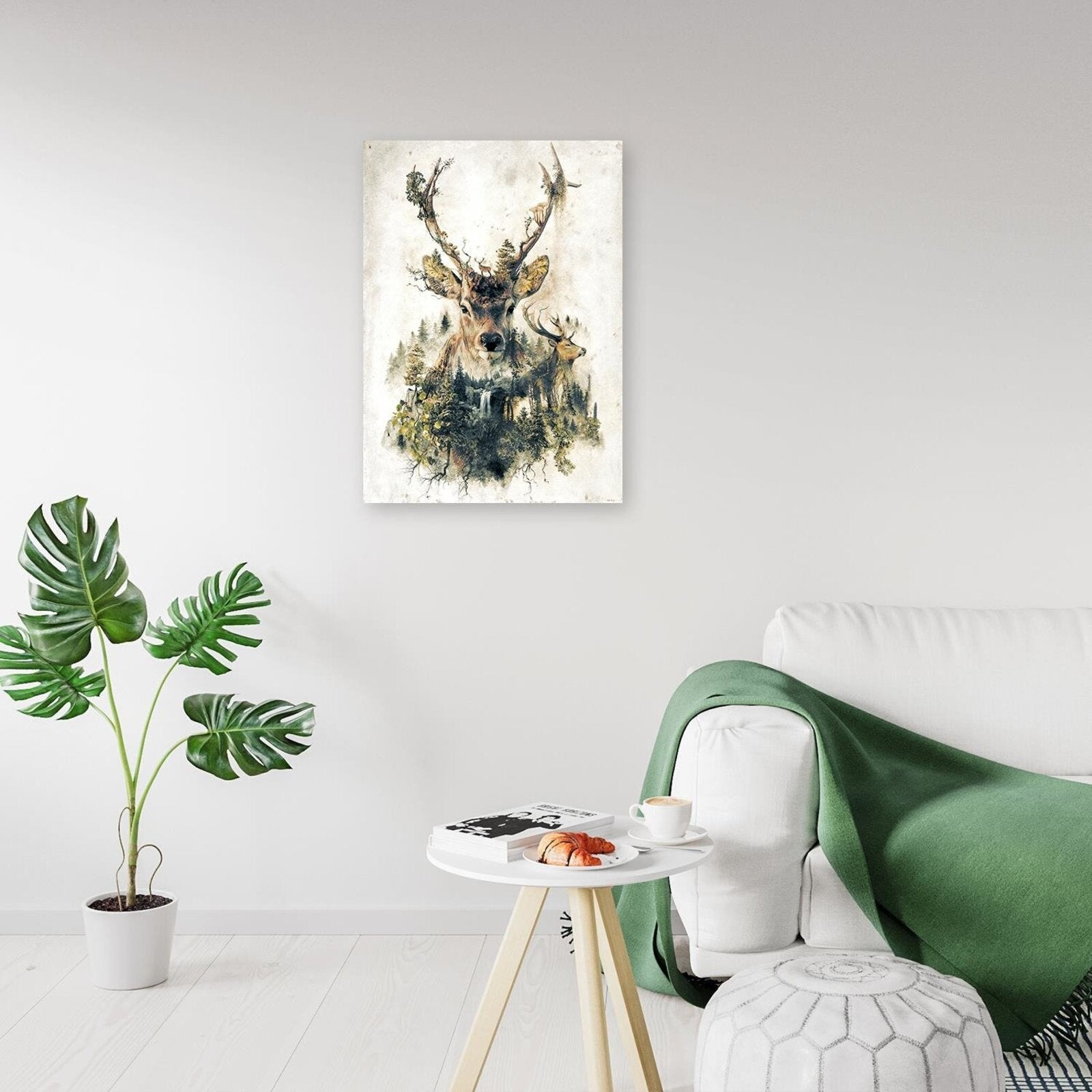 Tableau bois cerf artistique - 60 x 90 cm - 3