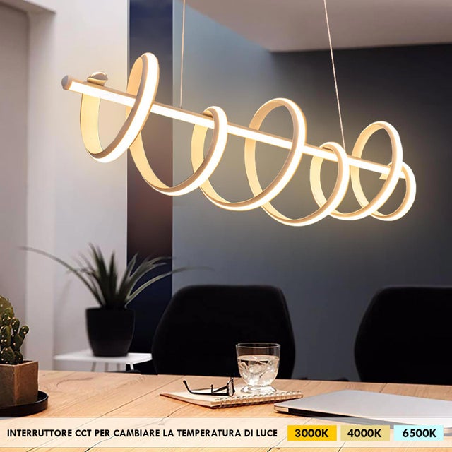 Lampadario pendente stilizzato LED 60W CCT da 3000K a 6500K lampada a sospensione design moderno illuminazione tavolo cucina soggiorno