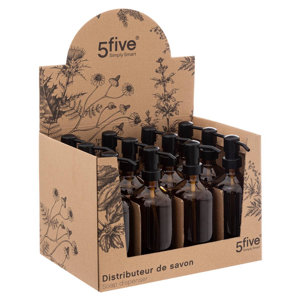 Distributeur à savon 450ml marron - 5five - 2