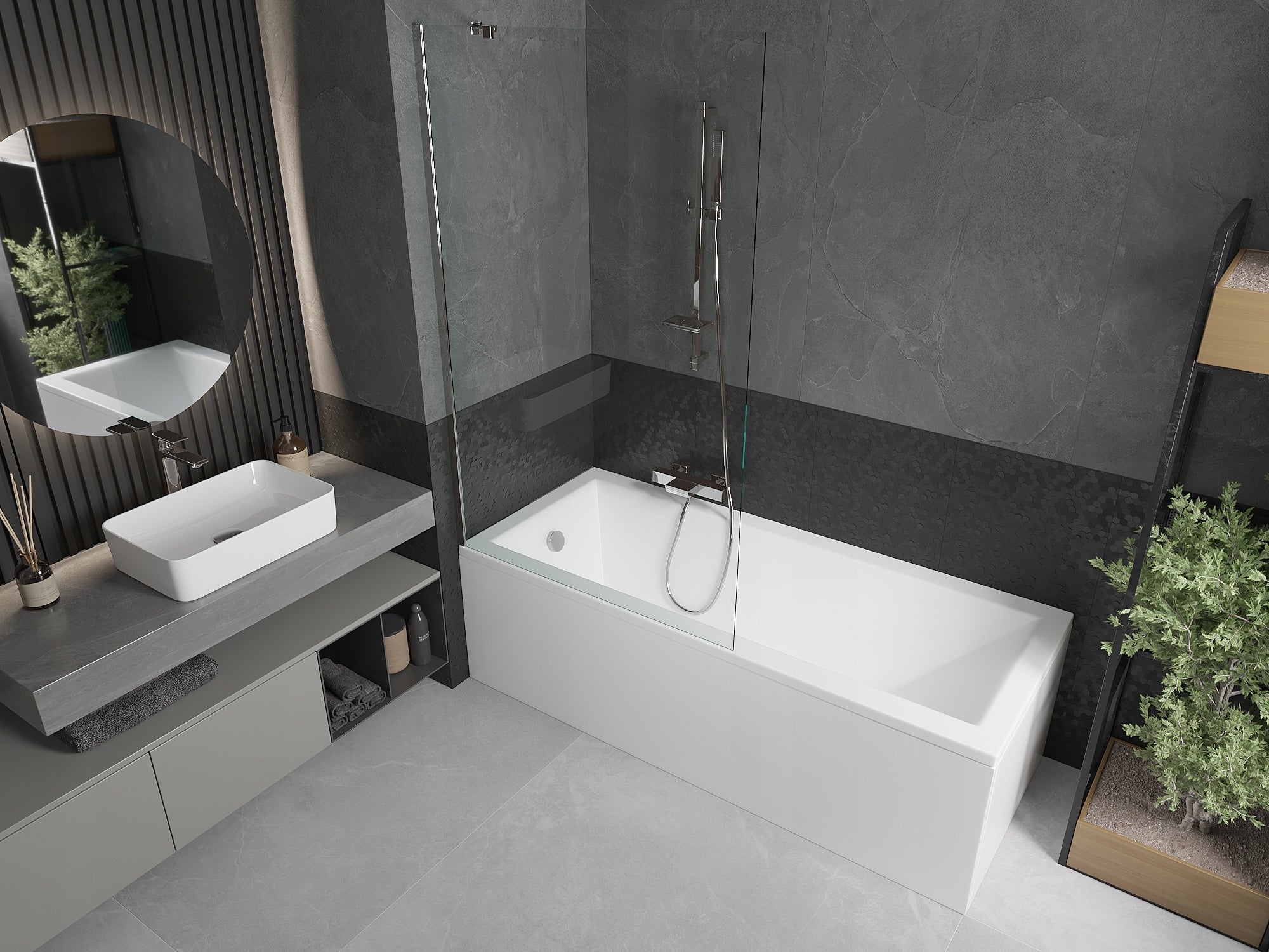 Silla Pare-baignoire fixe, 1 volet, H.150 x l.60 cm, Chromé - 3
