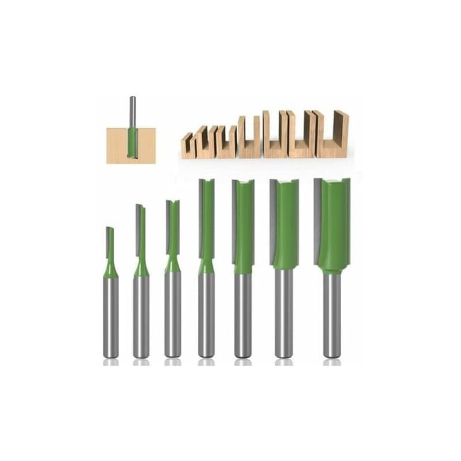 Acboor Kit 7 Fraises Défonceuse 6mm - Mèches Toupie à Bois Rainurer 3 à 12 Mm En Carbure Pour Menuiserie Et Projets DIY