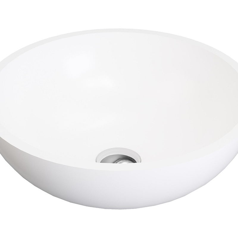 Okrągła umywalka łazienkowa z solid surface - 40 cm - biała - IMJA