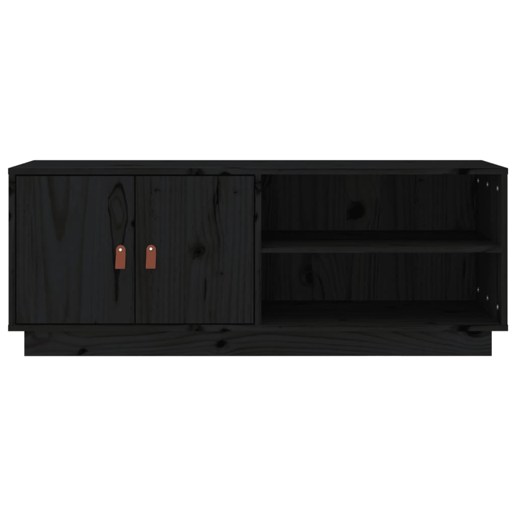 Meuble TV Noir 105x34x40 cm Bois de pin massif - COMFORTXL - 5