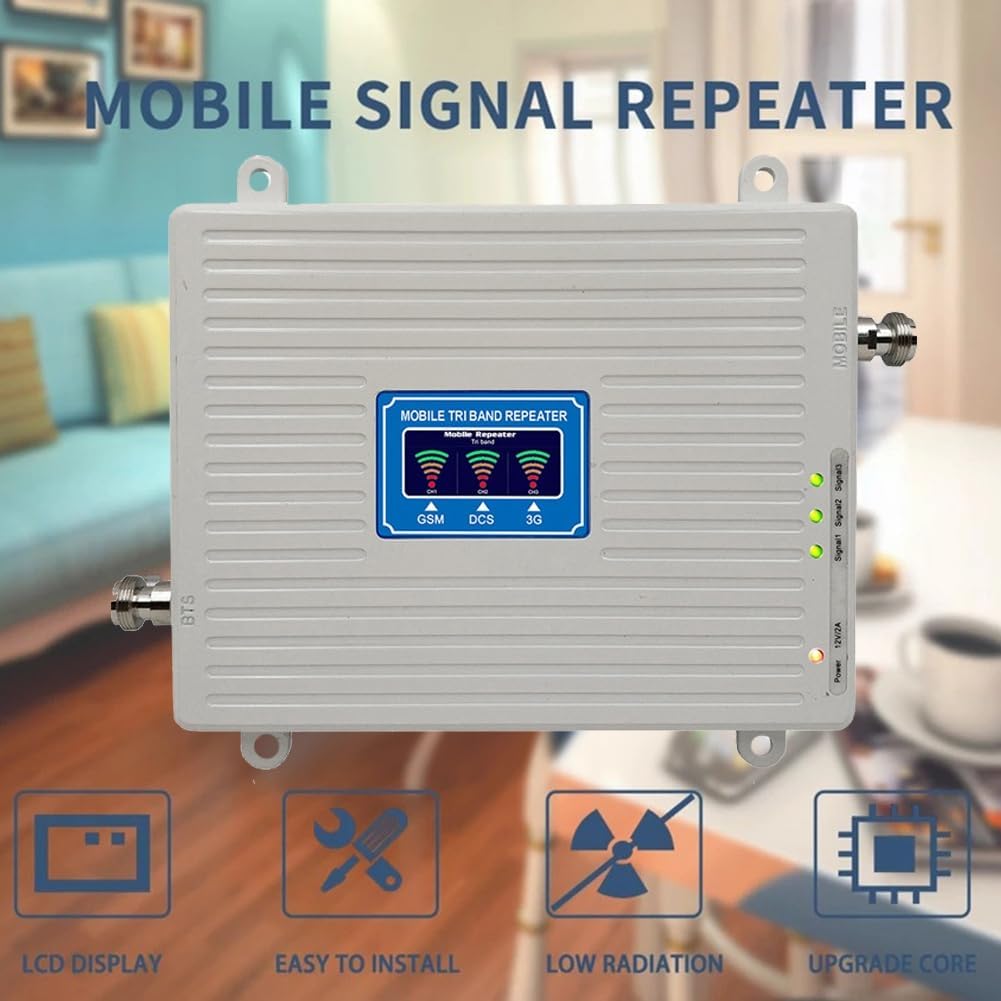 Amplificateur de signal tribande pour 2G, 3G, 4G, 5G, 900, 1800, 2100 MHz, GSM, WCDMA et LTE, répéteur de signal universel (prise UE) - 2