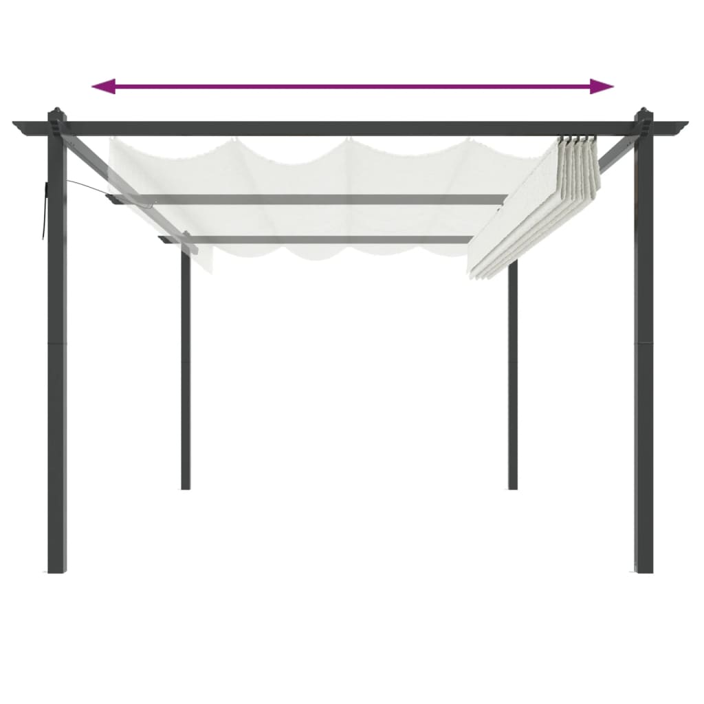 Tonnelle de jardin avec toit rétractable 4x3 m Crème - 5