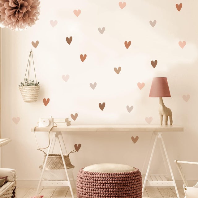 Cœur Stickers Muraux Enfants Autocollants Décoller et Bâton, Imperméable Mur Décalcomanies de la Pépinière, Stickers Chambre Salon decoration chambre