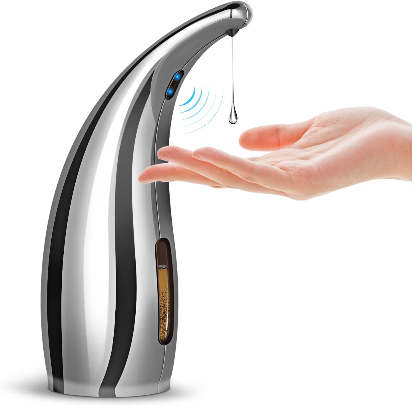 Automatyczny dozownik mydła pokryty srebrem galwanicznym, bezdotykowy dozownik mydła z czujnikiem podczerwieni, wodoodporny IPX6, odpowiedni do użytk