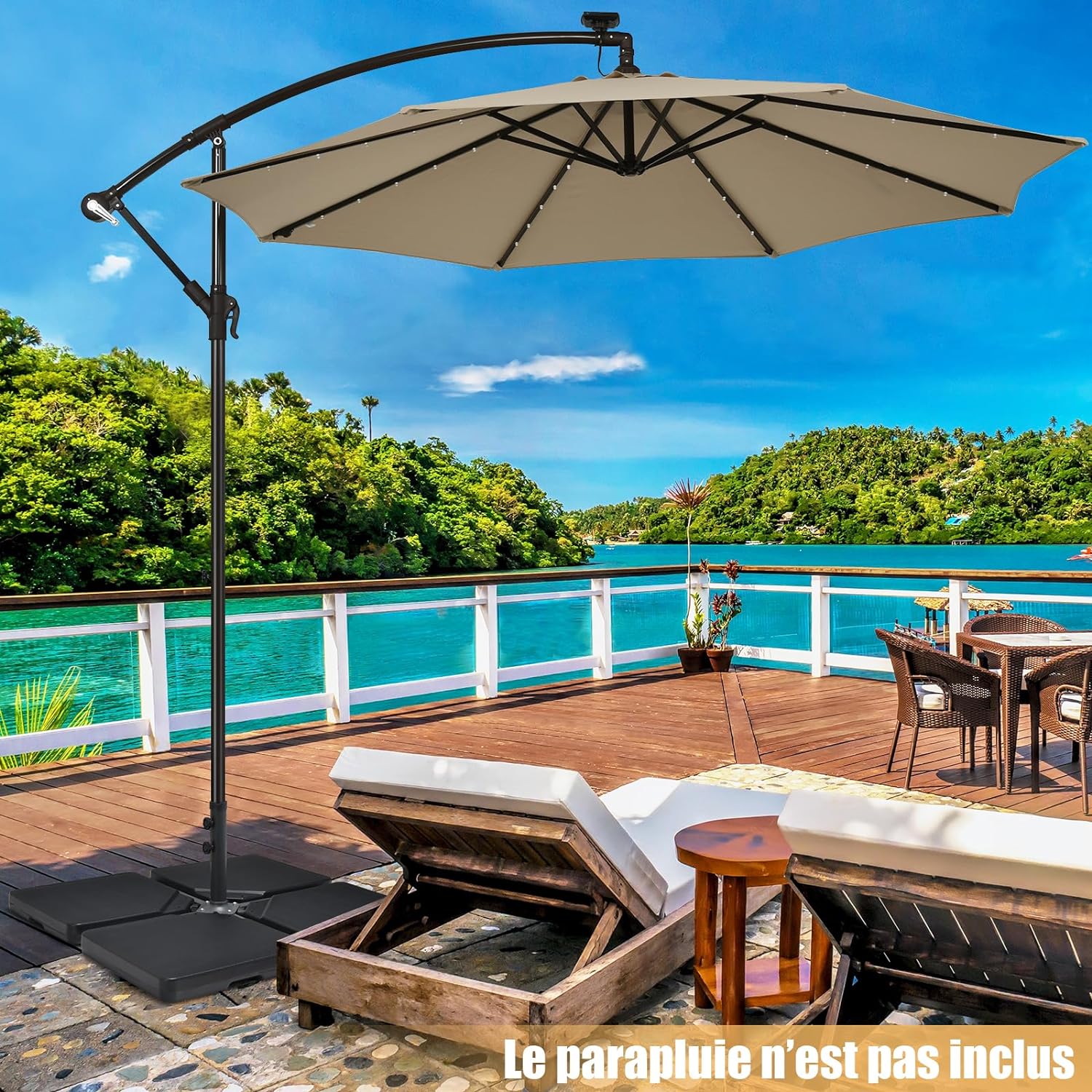 Dalle Parasol Déporté Lot de 4, 100 x 100 x 7 cm - 5