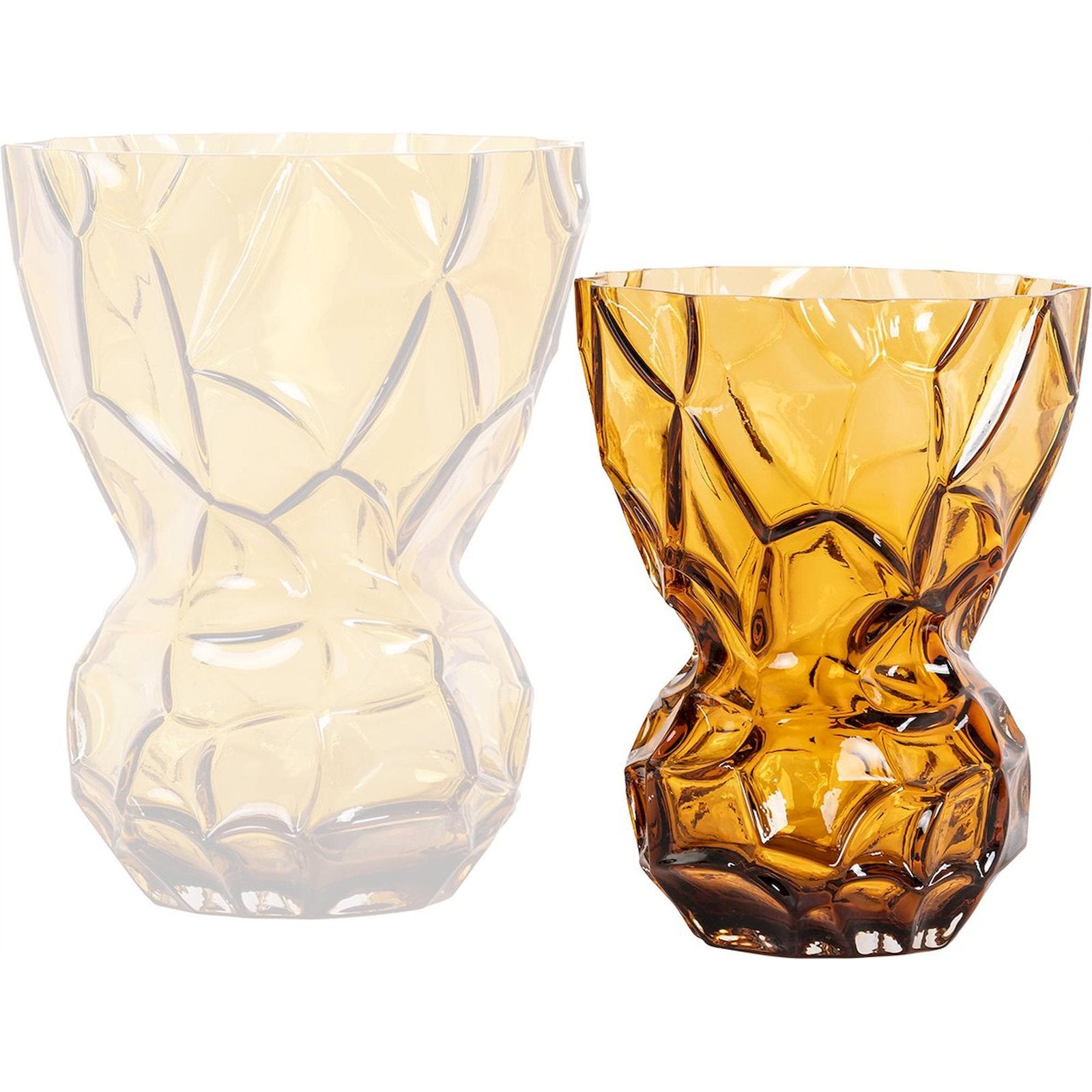 Vase décoratif ambré en verre soufflé style contemporain 20,00 x 20,00 x 25,00 cm ambre transparent - 2