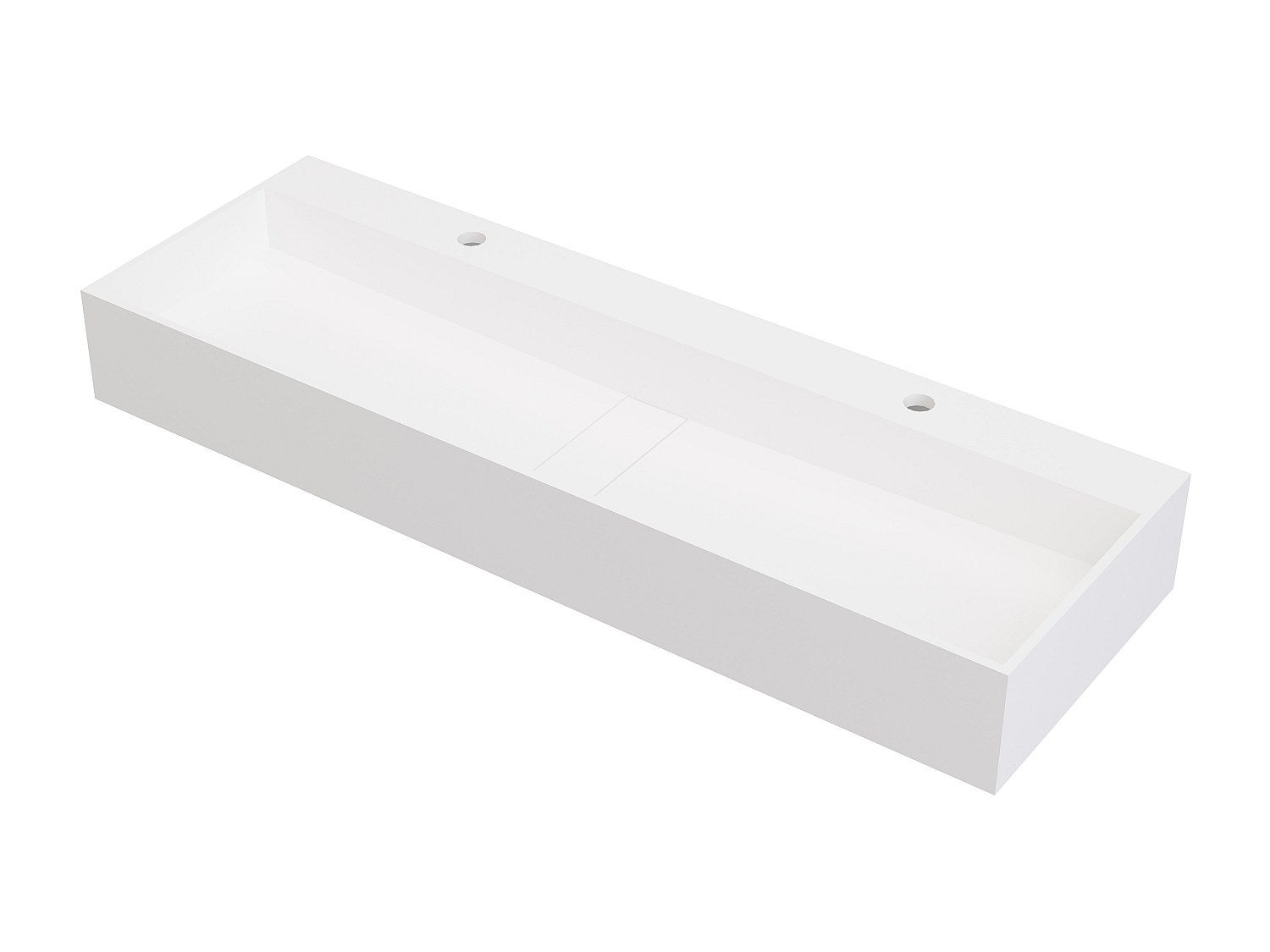 Vasque suspendue en solid surface - Blanc - L120 x l40 x H15 cm - YAMDROK - 4